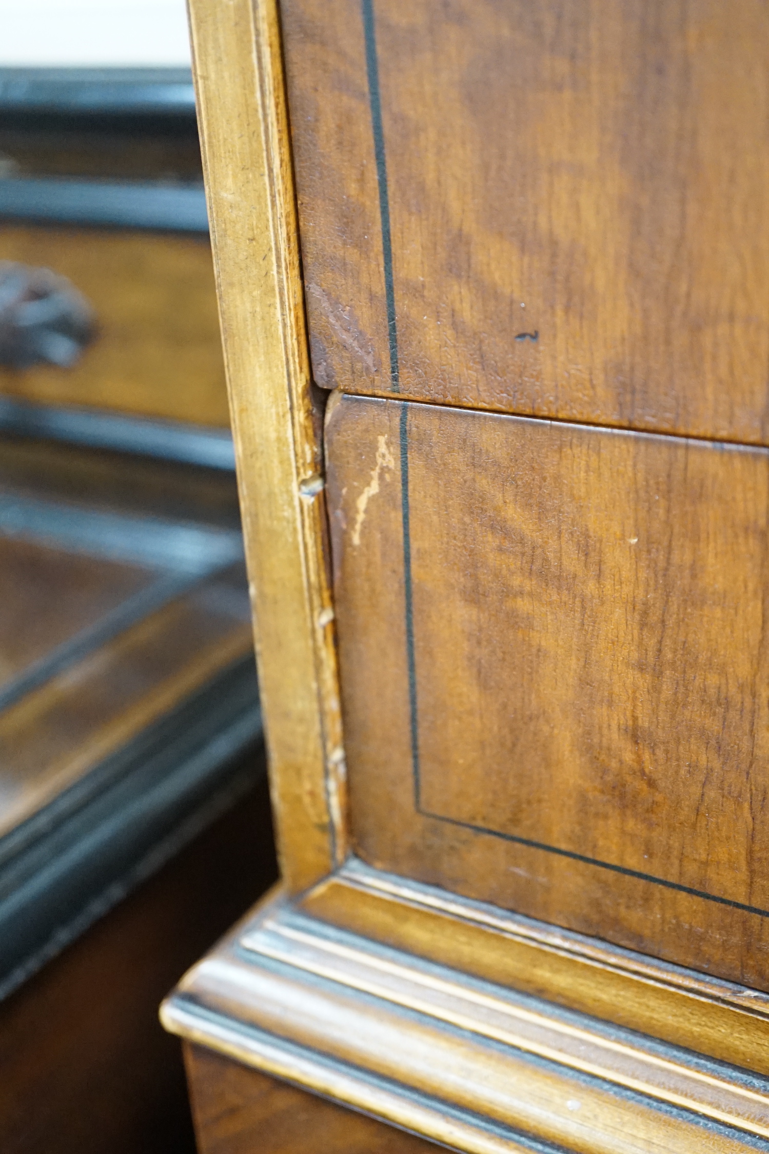A mid 20th century painted satinwood press cupboard, width 86cm, depth 50cm, height 122cm